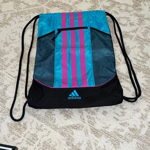 Adidas Blue and Pink Drawstring Bag adidas | Bags | Adidas Drawstring Bag | Poshmark main image 3